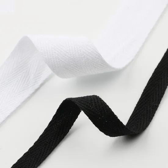 White and black herringbone twill tape